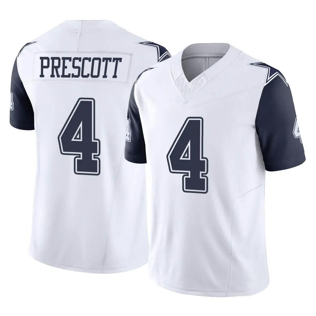 D.Cowboys #4 Dak Prescott Player White-Navy Limited Vapor F.U.S.E. Home Game Ldoa Stitched Jerseys