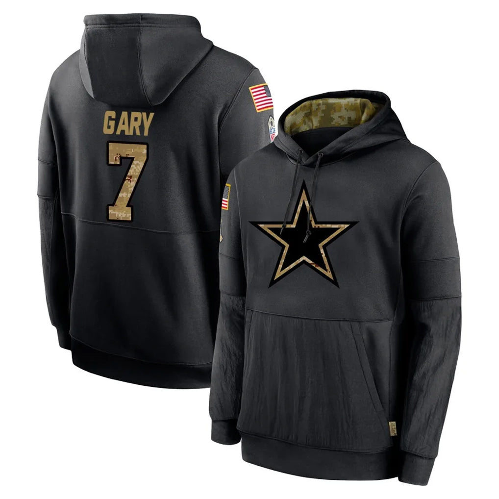 D.Cowboys #7 Rashan Gary Player Black Salute to Service Pullover Hoodies Limited Ldoa Stitched Jerseys