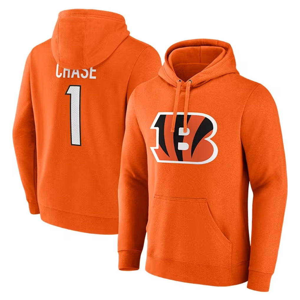 C.Bengals #1 Ja'Marr Chase Player Orange Salute to Service Pullover Hoodie Limited Ldoa Stitched Jerseys