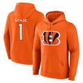 C.Bengals #1 Ja'Marr Chase Player Orange Salute to Service Pullover Hoodie Limited Ldoa Stitched Jerseys