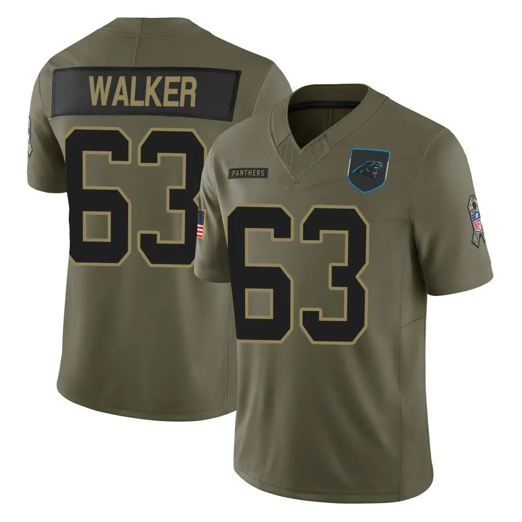 C.Panthers #63 Rasheed Walker Player Olive 2025 Salute to Service Limited Game Ldoa Stitched Jerseys