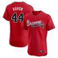 A.Braves #44 Hank Aaron Player Red Limited Elite Home Game Ldoa Stitched Jerseys