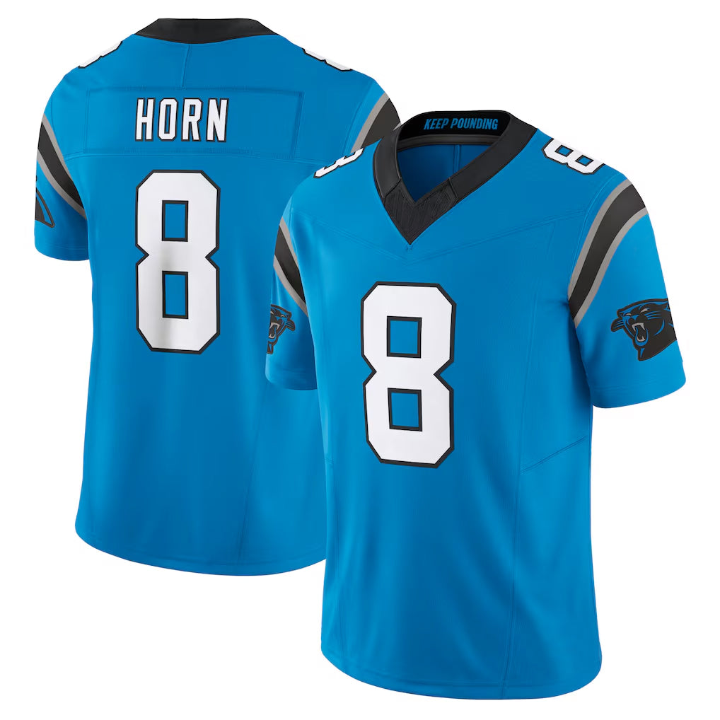 C.Panthers #8 Jaycee Horn Player Blue Vapor F.U.S.E. Limited Home Game Ldoa Stitched Jerseys