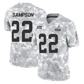 C.Browns #22 Dylan Sampson Player Arctic Camo Salute to Service Limited Home Game Ldoa Stitched Jerseys