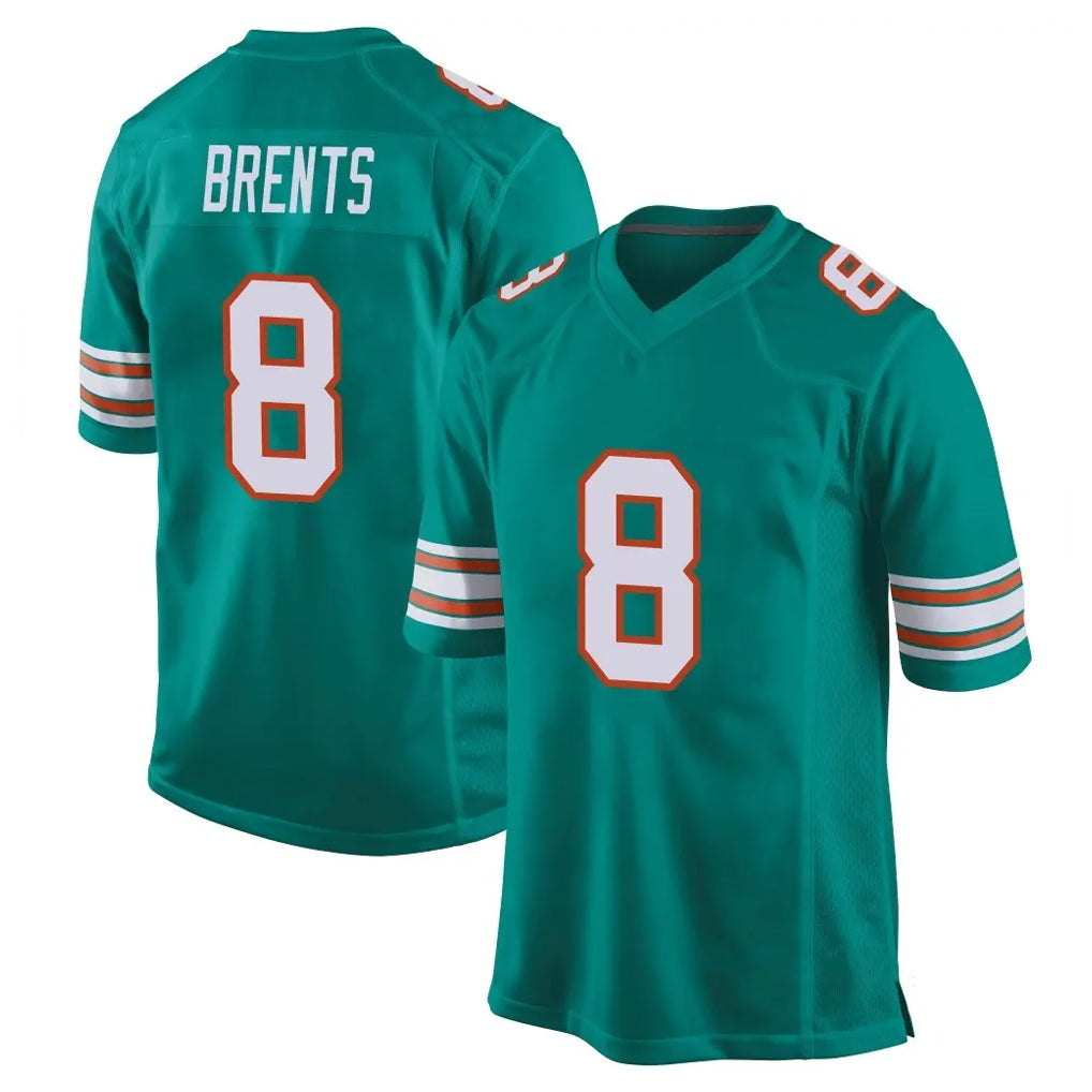 M.Dolphins #8 JuJu Brents Player Aqua Alternate Home Game Ldoa Stitched Jerseys