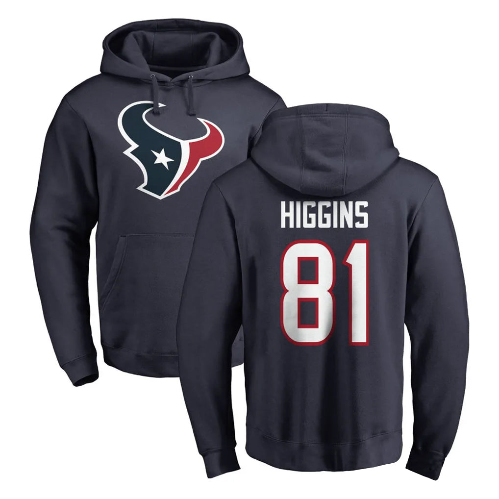 H.Texans #81 Jayden Higgins Player Navy Pro Line Pullover Hoodie Limited Game Ldoa Stitched Jerseys