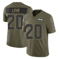 S.Seahawks #20 Julian Love Player Olive 2025 Salute To Service Limited Home Game Ldoa Stitched Jerseys