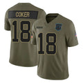 C.Panthers #18 Jalen Coker Player Olive Salute to Service Limited Home Game Ldoa Stitched Jerseys