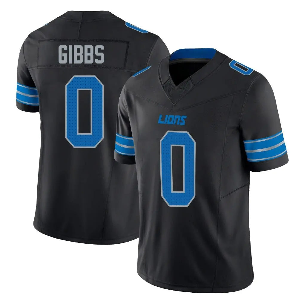 D.Lions #0 Jahmyr Gibbs Player Black Alternate Vapor F.U.S.E. Limited Home Game Ldoa Stitched Jerseys