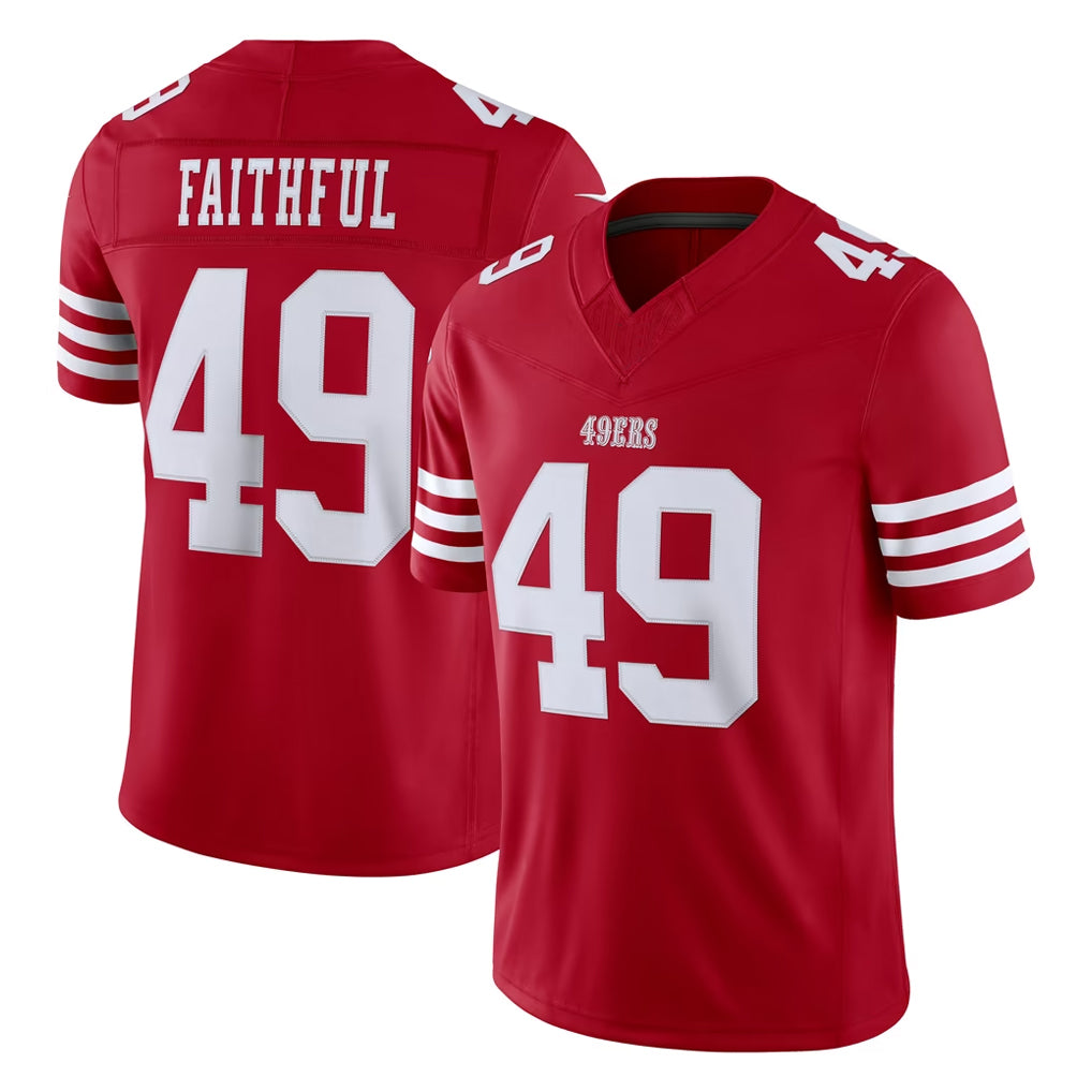 SF.49ers #49 The Faithful Player Red Limited Vapor F.U.S.E. Home Game Ldoa Stitched Jerseys