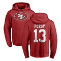 SF.49ers #13 Brock Purdy Player Red LOGO Pullover Hoodies Home Game Ldoa Stitched Jerseys