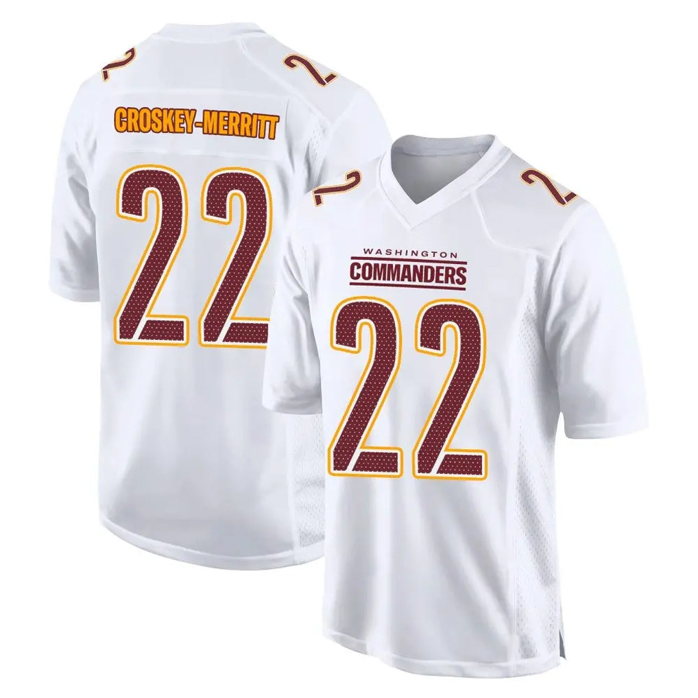 W.Commanders #22 Jacory Croskey-Merritt Player White Tundra Fashion Home Game Ldoa Stitched Jerseys