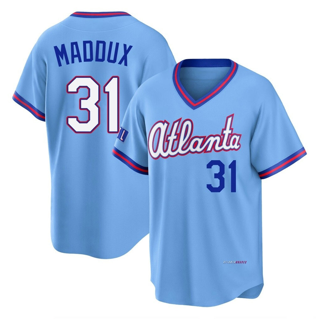 A.Braves #31 Greg Maddux Player Powder Blue 2026 City Connect T-shirt Home Game Ldoa Stitched Jerseys