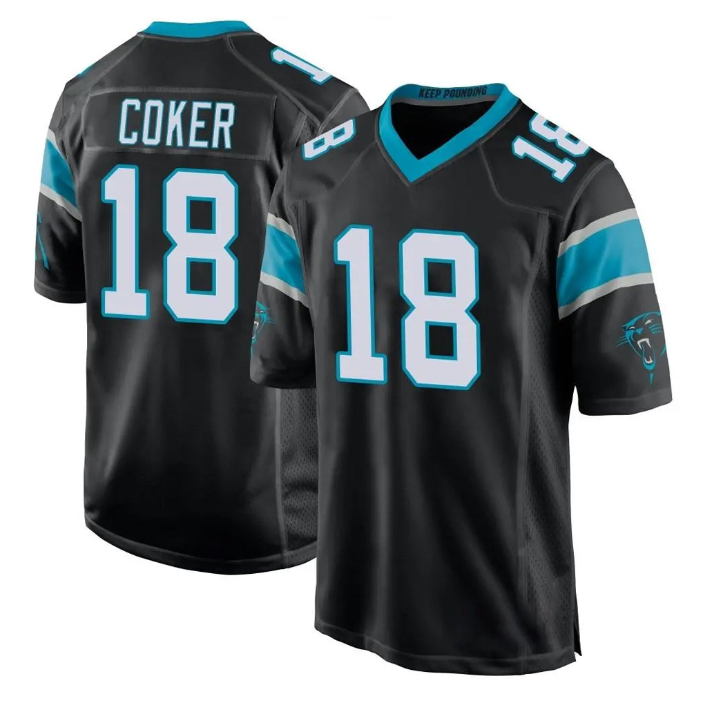C.Panthers #18 Jalen Coker Player Black Game Ldoa Stitched Jerseys