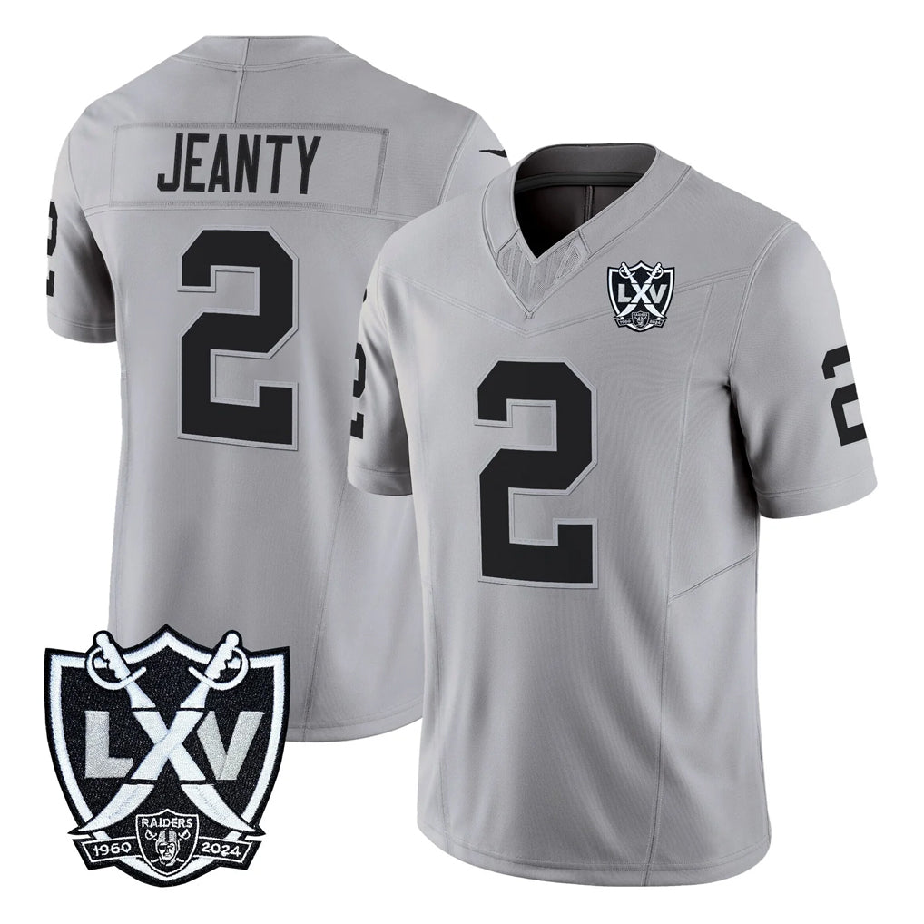 LV.Raiders #2 Ashton Jeanty Player Gray 2026 Vapor Limited Home Game Ldoa Stitched Jerseys