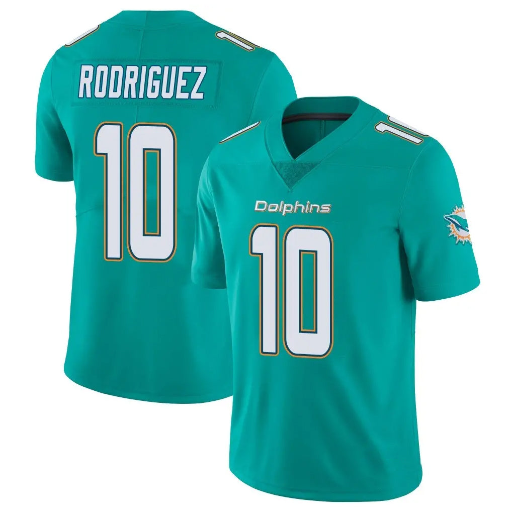 M.Dolphins #10 Jacob Rodriguez Player Aqua Limited Vapor Untouchable Home Game Ldoa Stitched Jerseys