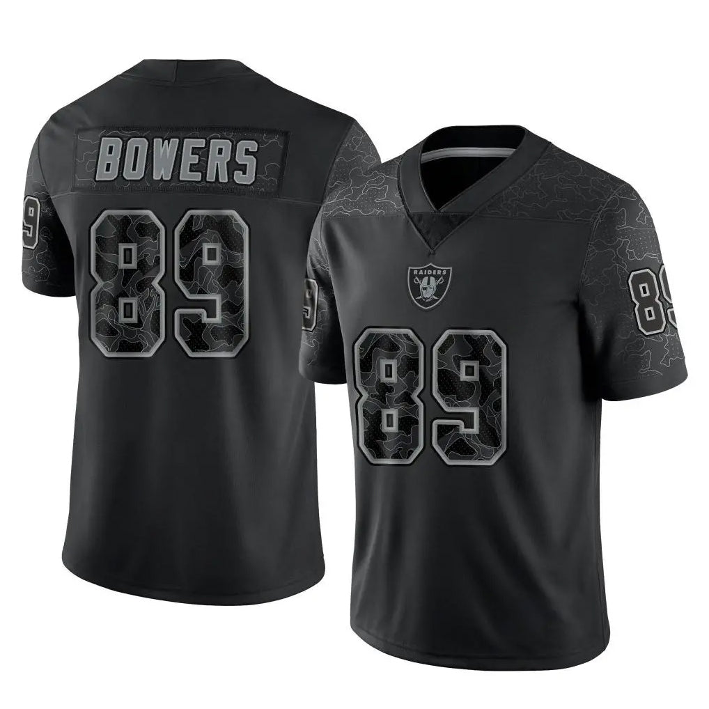 LV.Raiders #89 Brock Bowers Player Black Reflective Limited Game Ldoa Stitched Jerseys
