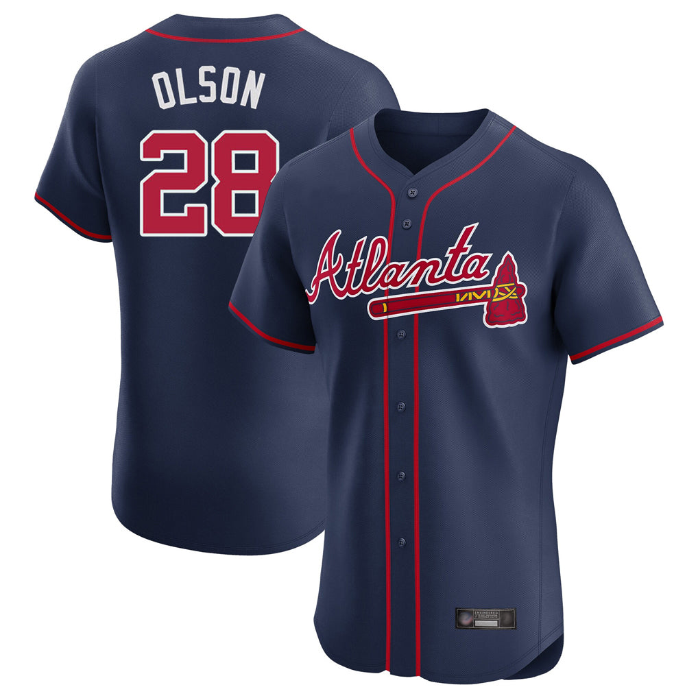 A.Braves #28 Matt Olson Player Navy Limited Elite Home Game Ldoa Stitched Jerseys