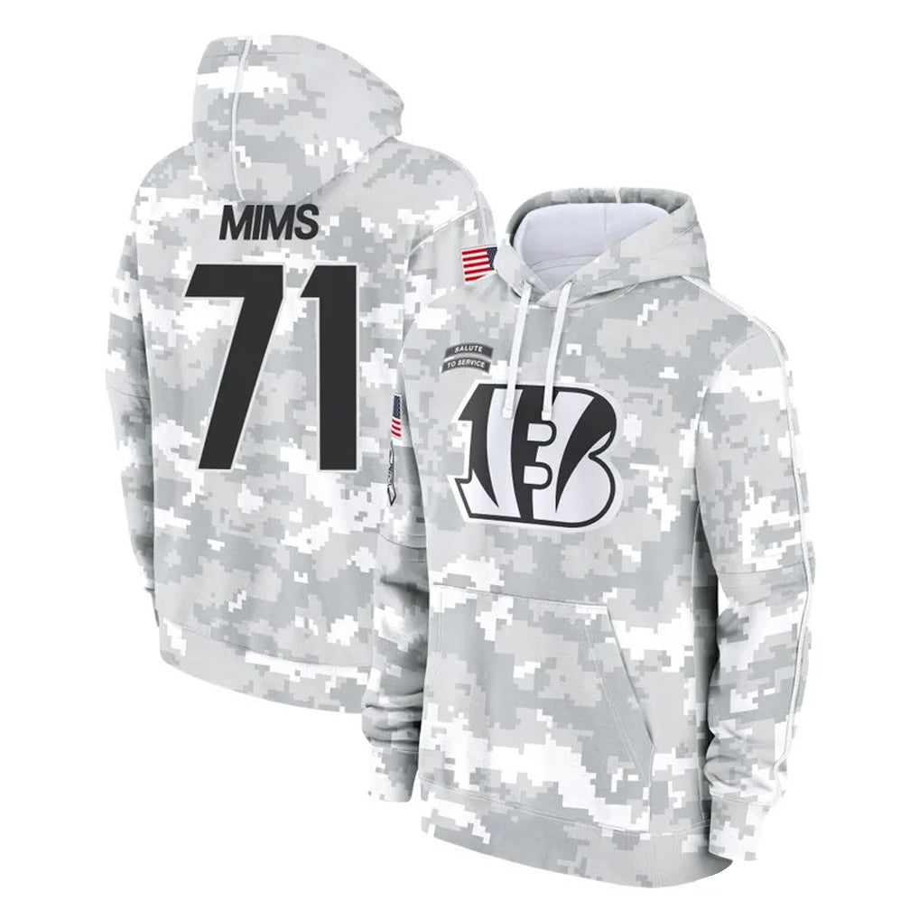 C.Bengals #71 Amarius Mims Player Arctic Camo Salute to Service Pullover Hoodie Limited Ldoa Stitched Jerseys