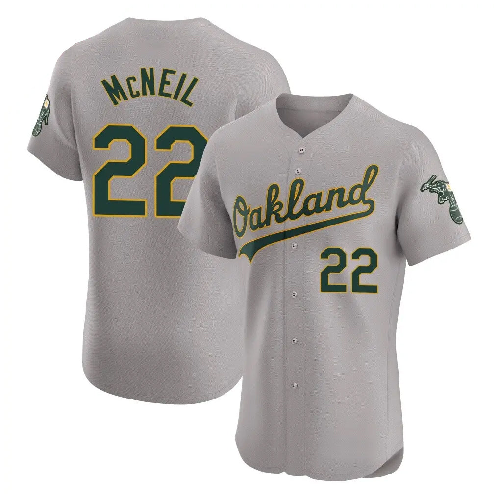 Athletics #22 Jeff McNeil Player Gray Road Limited Elite Home Game Ldoa Stitched Jerseys
