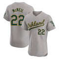 Athletics #22 Jeff McNeil Player Gray Road Limited Elite Home Game Ldoa Stitched Jerseys
