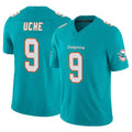 M.Dolphins #9 Joshua Uche Player Aqua Limited Vapor F.U.S.E. Home Game Ldoa Stitched Jerseys