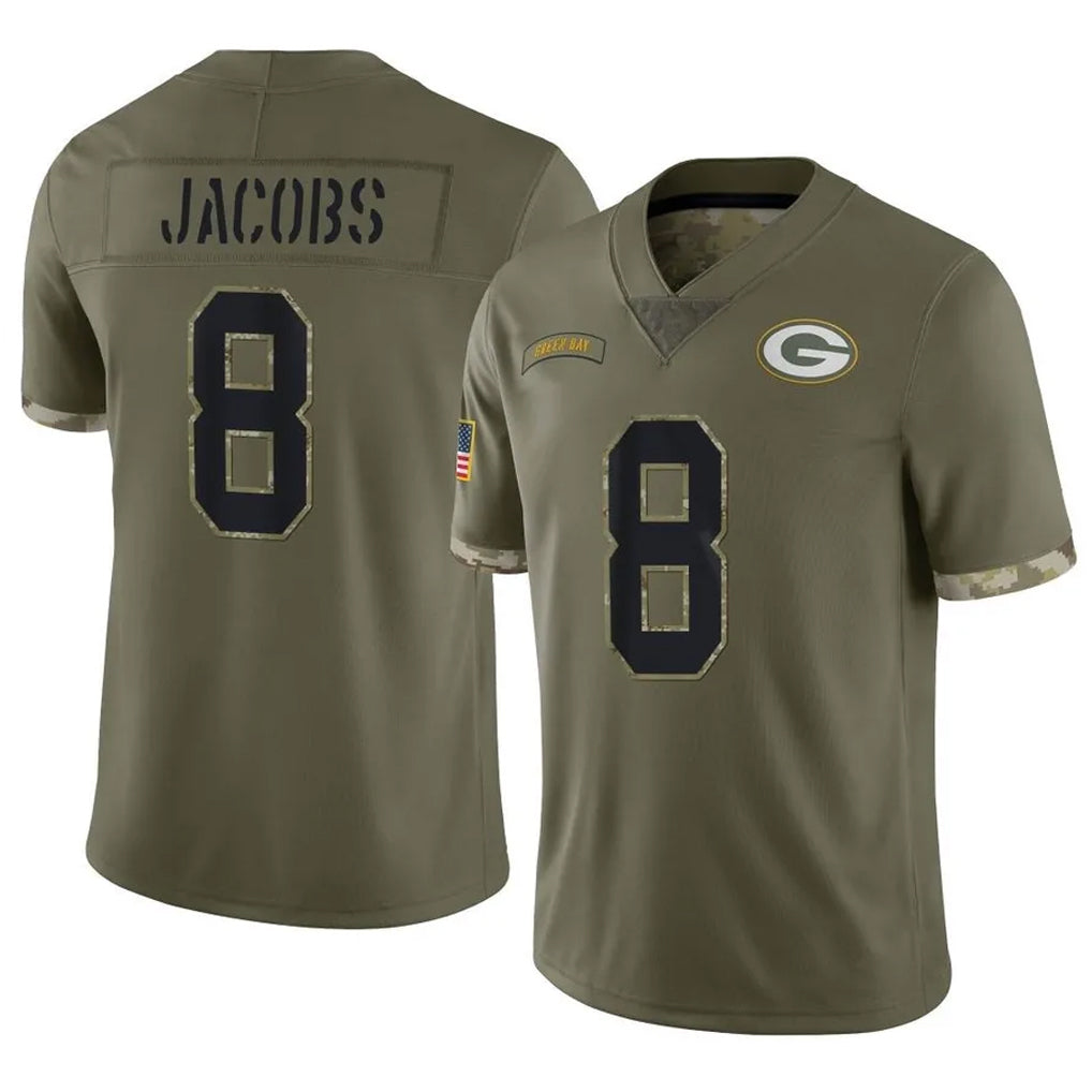 GB.Packers #8 Josh Jacobs Player Olive Salute To Service Limited Ldoa Stitched Jerseys