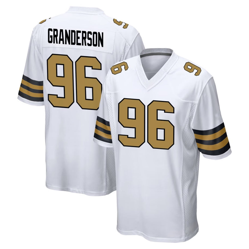 NO.Saints #96 Carl Granderson Player White Alternate Home Game Ldoa Stitched Jerseys