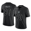 P.Steelers #90 T.J. Watt Player Black Reflective Limited Home Game Ldoa Stitched Jerseys