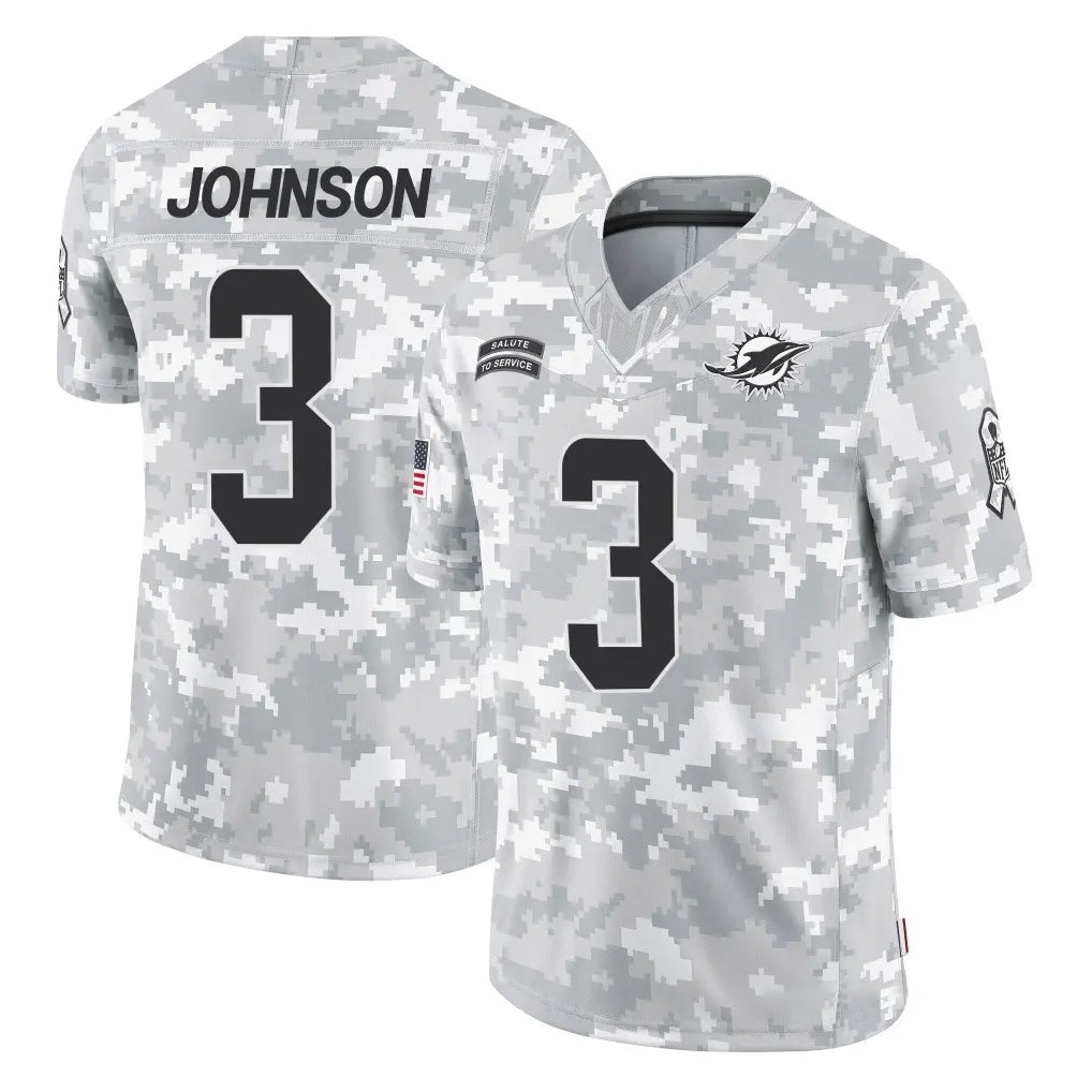 M.Dolphins #3 Chris Johnson Player Arctic Camo Salute To Service Limited Game Ldoa Stitched Jerseys