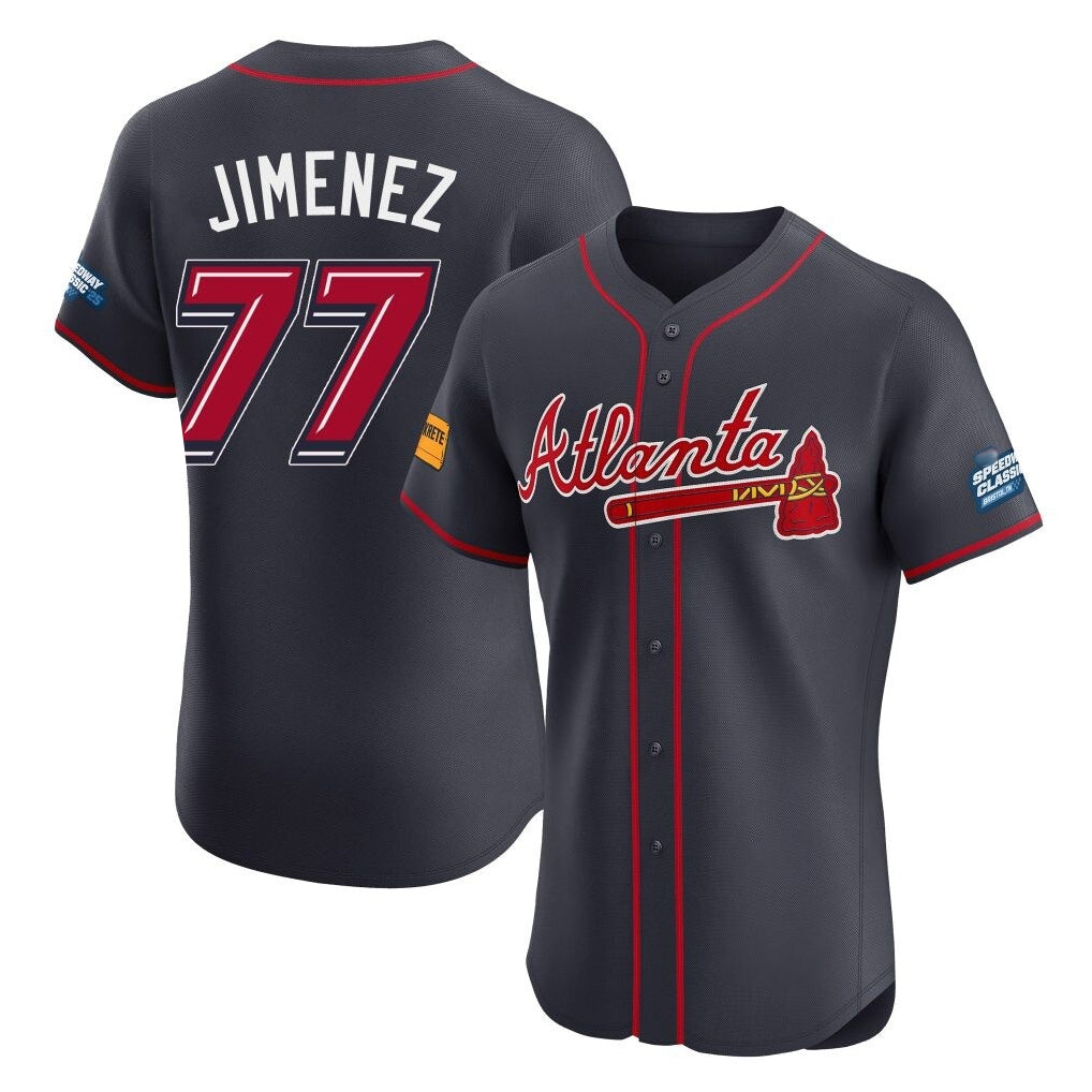 A.Braves #77 Joe Jimenez Player Navy 2025 Speedway Classic Limited Elite Home Game Ldoa Stitched Jerseys