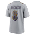 B.Ravens #8 Lamar Jackson Player Gray Replica Limited Ldoa Stitched Jerseys