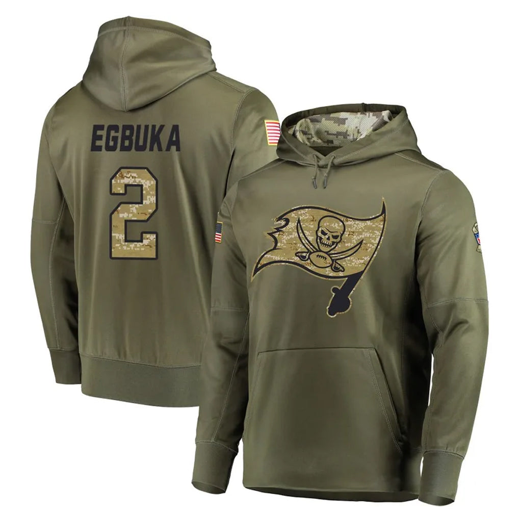 TB.Buccaneers #2 Emeka Egbuka Player Olive Salute to Service Pullover Hoodie Home Game Ldoa Stitched Jerseys