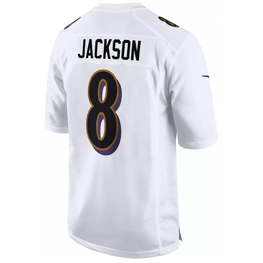 B.Ravens #8 Lamar Jackson Player White Fashion Replica Ldoa Stitched Jerseys