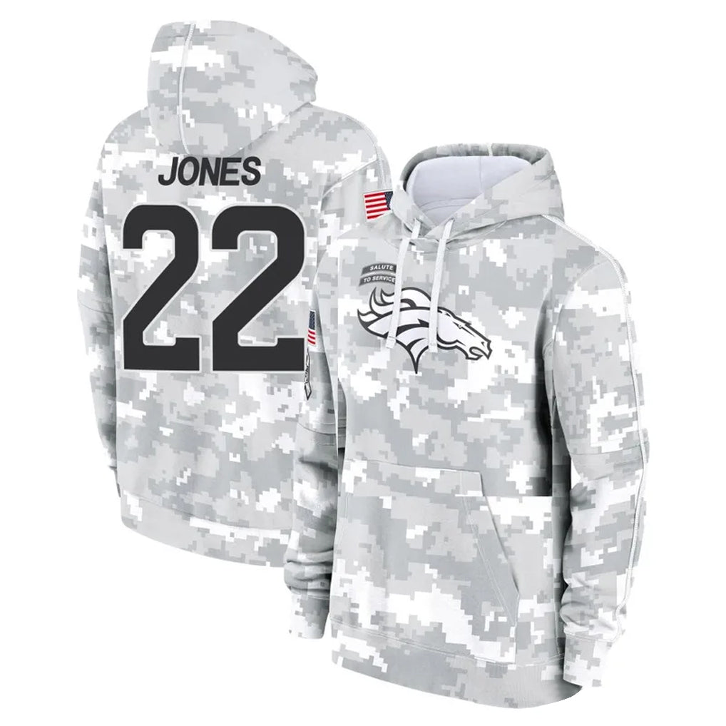 D.Broncos #22 Brandon Jones Player Arctic Camo Salute to Service Hoodies Limited Game Ldoa Stitched Jerseys
