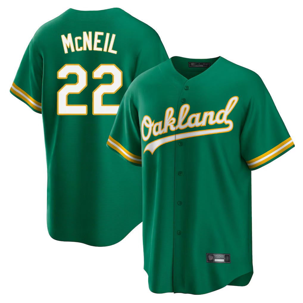 Athletics #22 Jeff McNeil Player Kelly Green Home Game Ldoa Stitched Jerseys