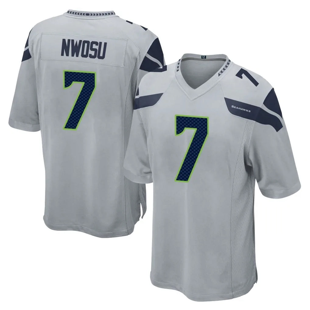 S.Seahawks #7 Uchenna Nwosu Player Gray Home Game Ldoa Stitched Jerseys