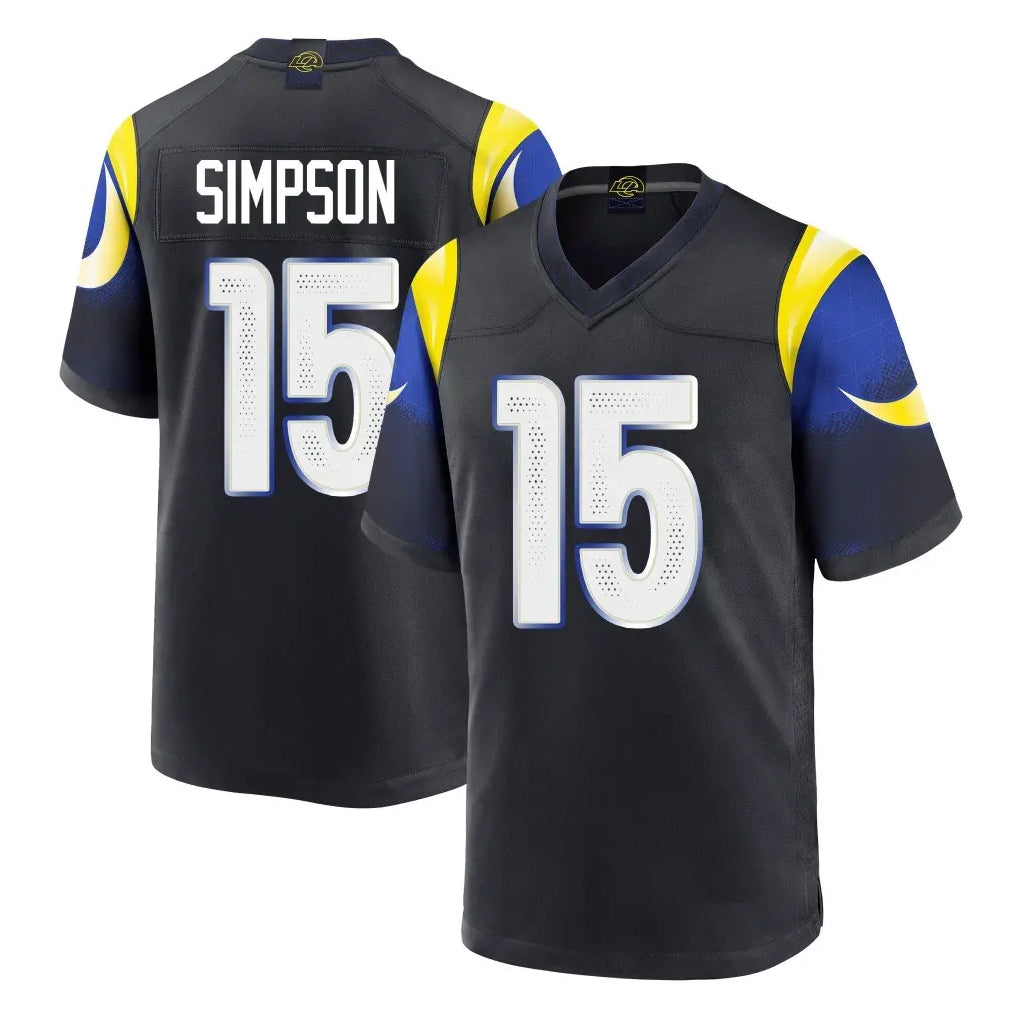LA.Rams #15 Ty Simpson Player Black Midnight Rivalries Collection Home Game Ldoa Stitched Jerseys