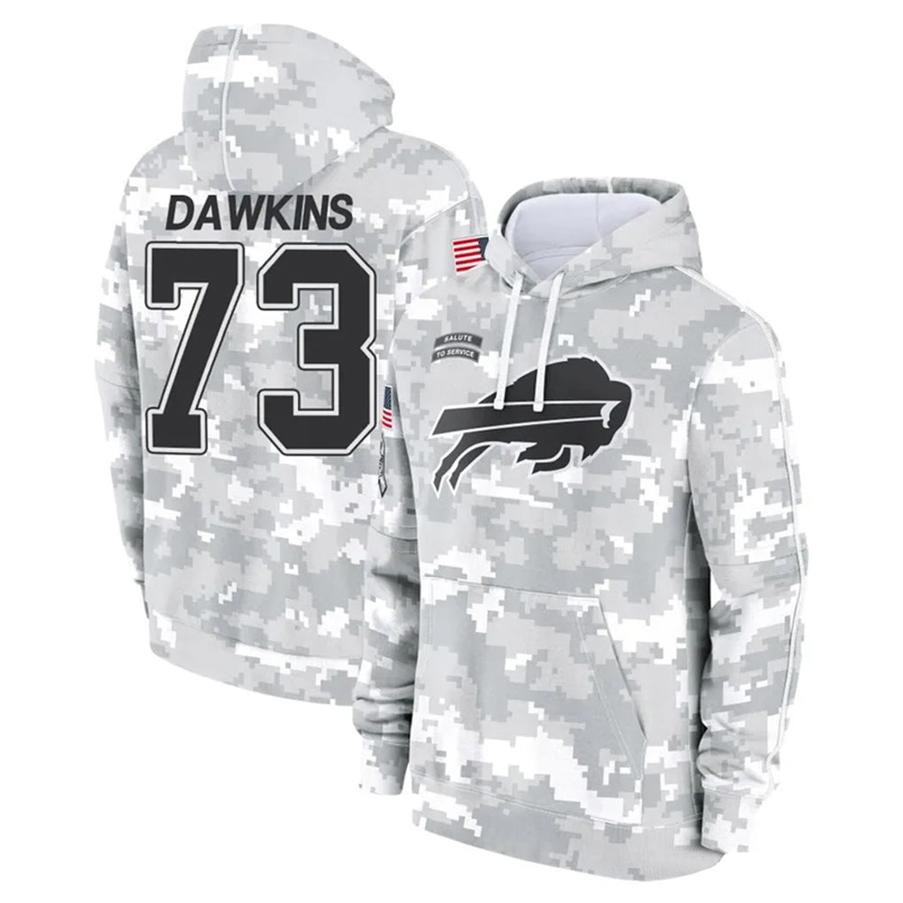 B.Bills #73 Dion Dawkins Player Arctic Camo Salute to Service Hoodies Ldoa Stitched Jerseys