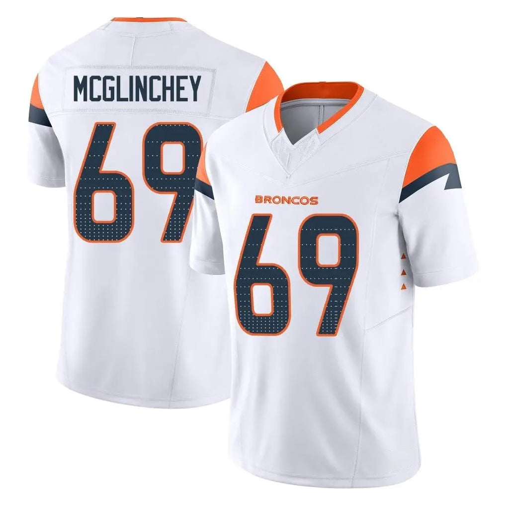 D.Broncos #69 Mike McGlinchey Player White Limited Vapor F.U.S.E. Home Game Ldoa Stitched Jerseys