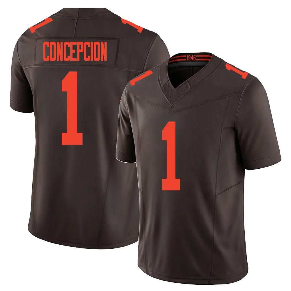 C.Browns #1 KC Concepcion Player Brown Limited Vapor F.U.S.E. Alternate Game Ldoa Stitched Jerseys