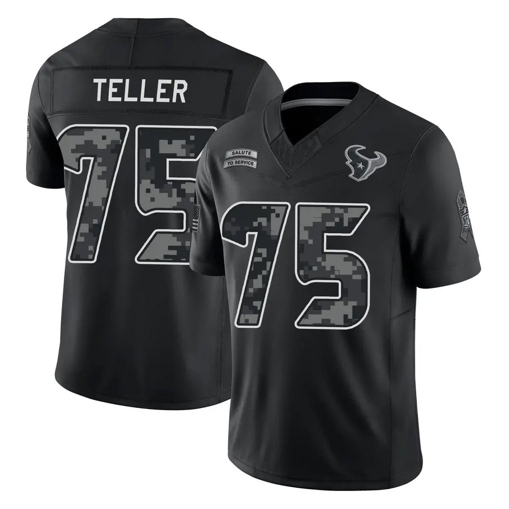 H.Texans #75 Wyatt Teller Player Black Limited 2026 Salute to Service Home Game Ldoa Stitched Jerseys