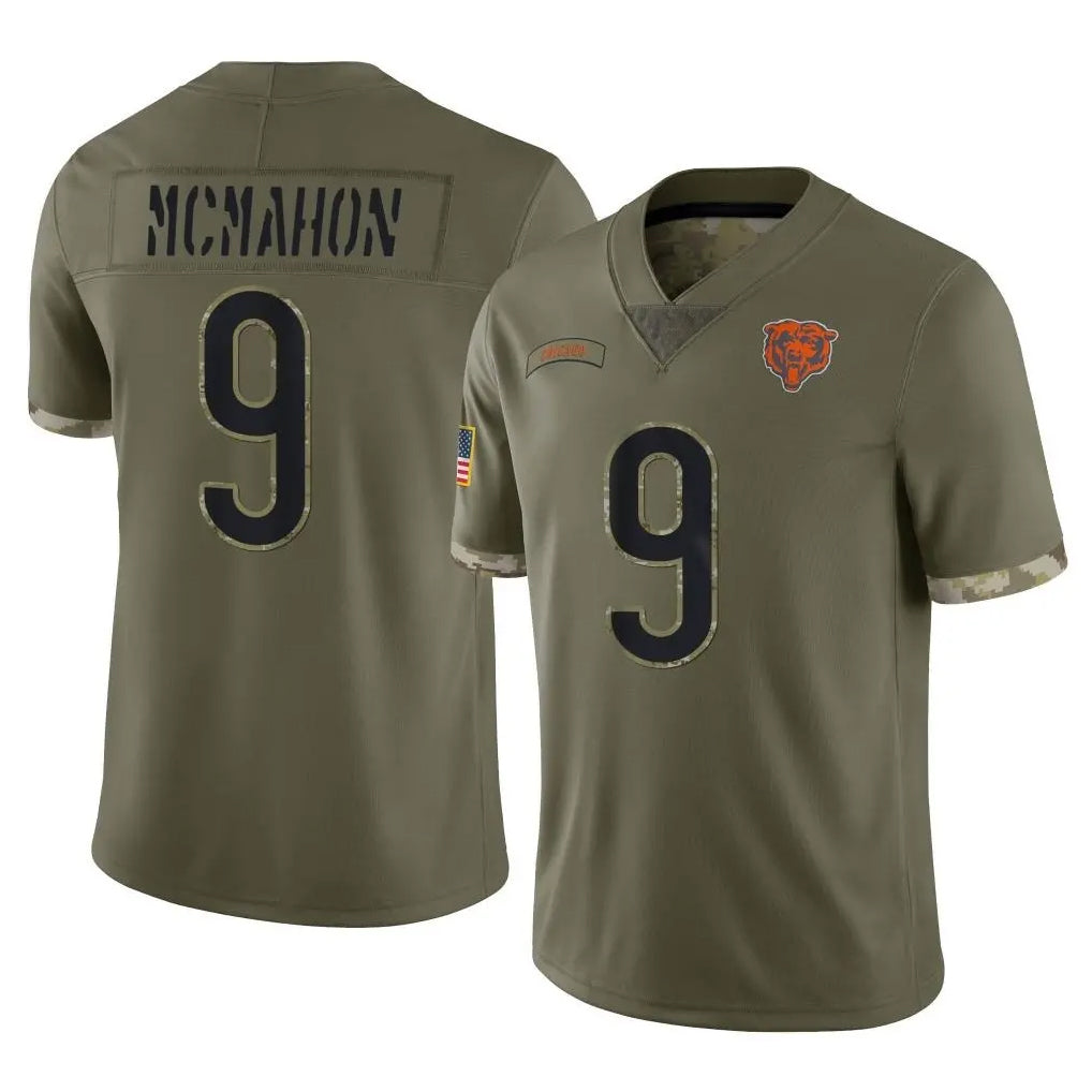 C.Bears #9 Jim McMahon Player Olive Salute to Service Limited Game Ldoa Stitched Jerseys