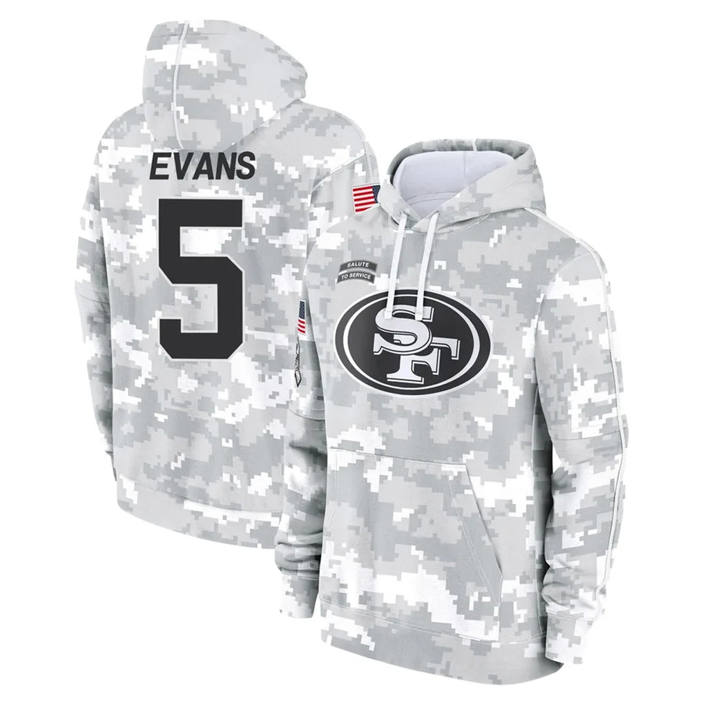 SF.49ers #5 Mike Evans Player Arctic Camo Limited Salute to Service Pullover Hoodies Game Ldoa Stitched Jerseys