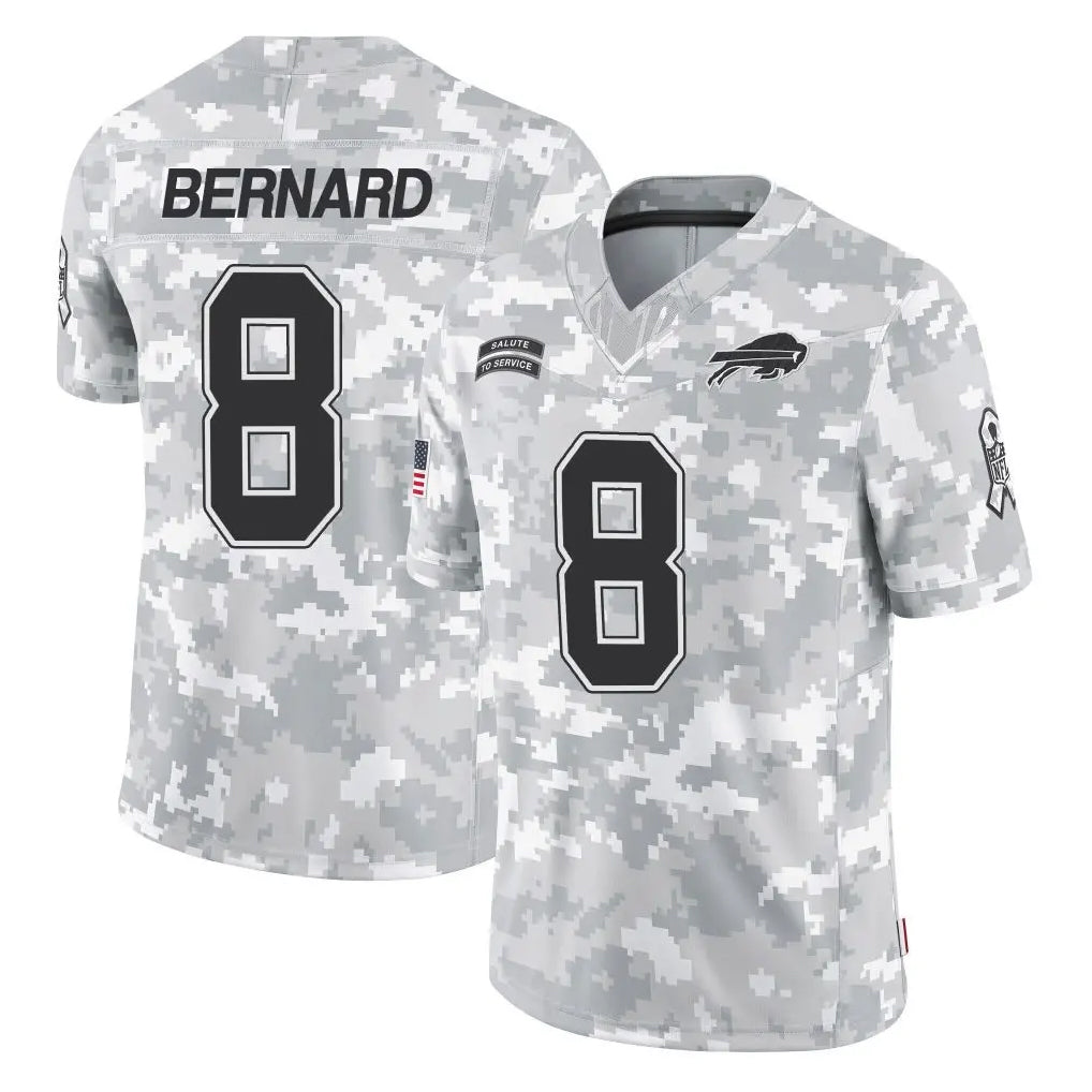 B.Bills #8 Terrel Bernard Player Arctic Camo Salute to Service Limited Game Ldoa Stitched Jerseys