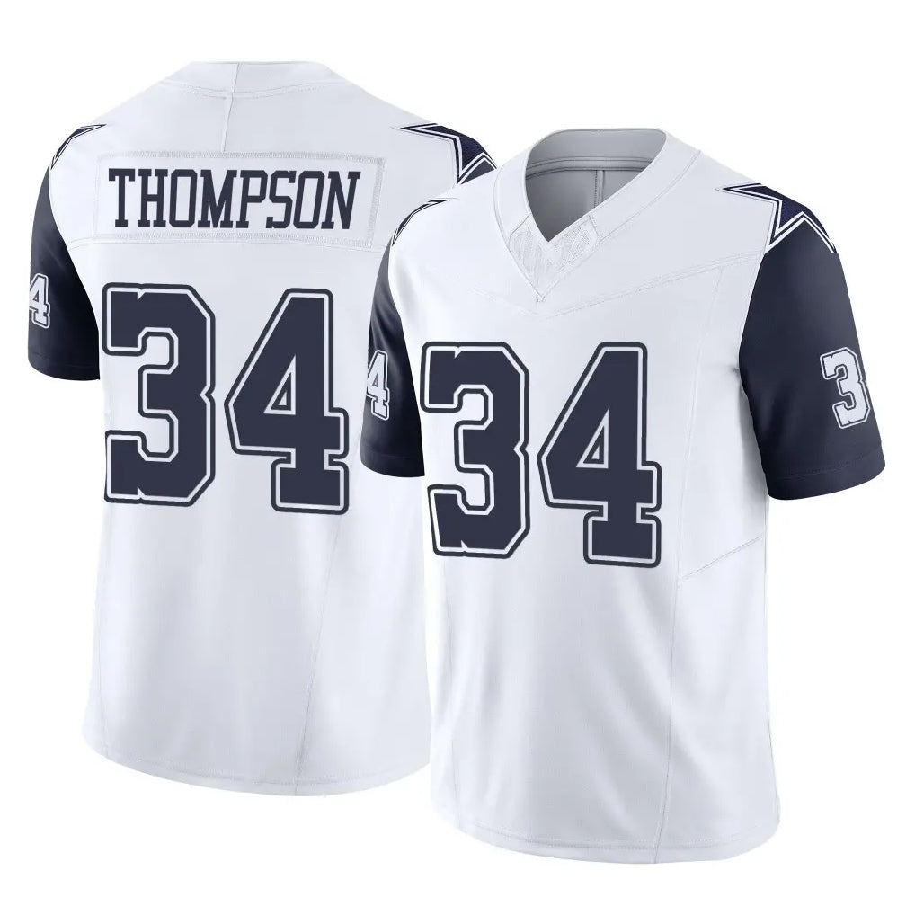 D.Cowboys #34 Jalen Thompson Player White-Navy Limited Vapor F.U.S.E. Home Game Ldoa Stitched Jerseys
