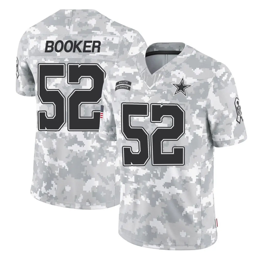D.Cowboys #52 Tyler Booker Player Arctic Camo Salute to Service Limited Home Game Ldoa Stitched Jerseys