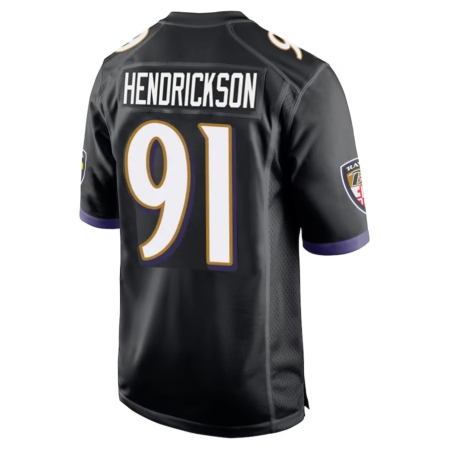 B.Ravens #91 Trey Hendrickson Player Black Alternate Home Game Ldoa Stitched Jerseys