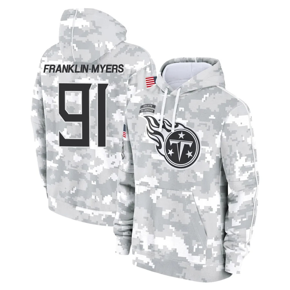 T.Titans #91 John Franklin-Myers Player Camo Arctic Salute to Service Pullover Hoodies Home Game Ldoa Stitched Jerseys