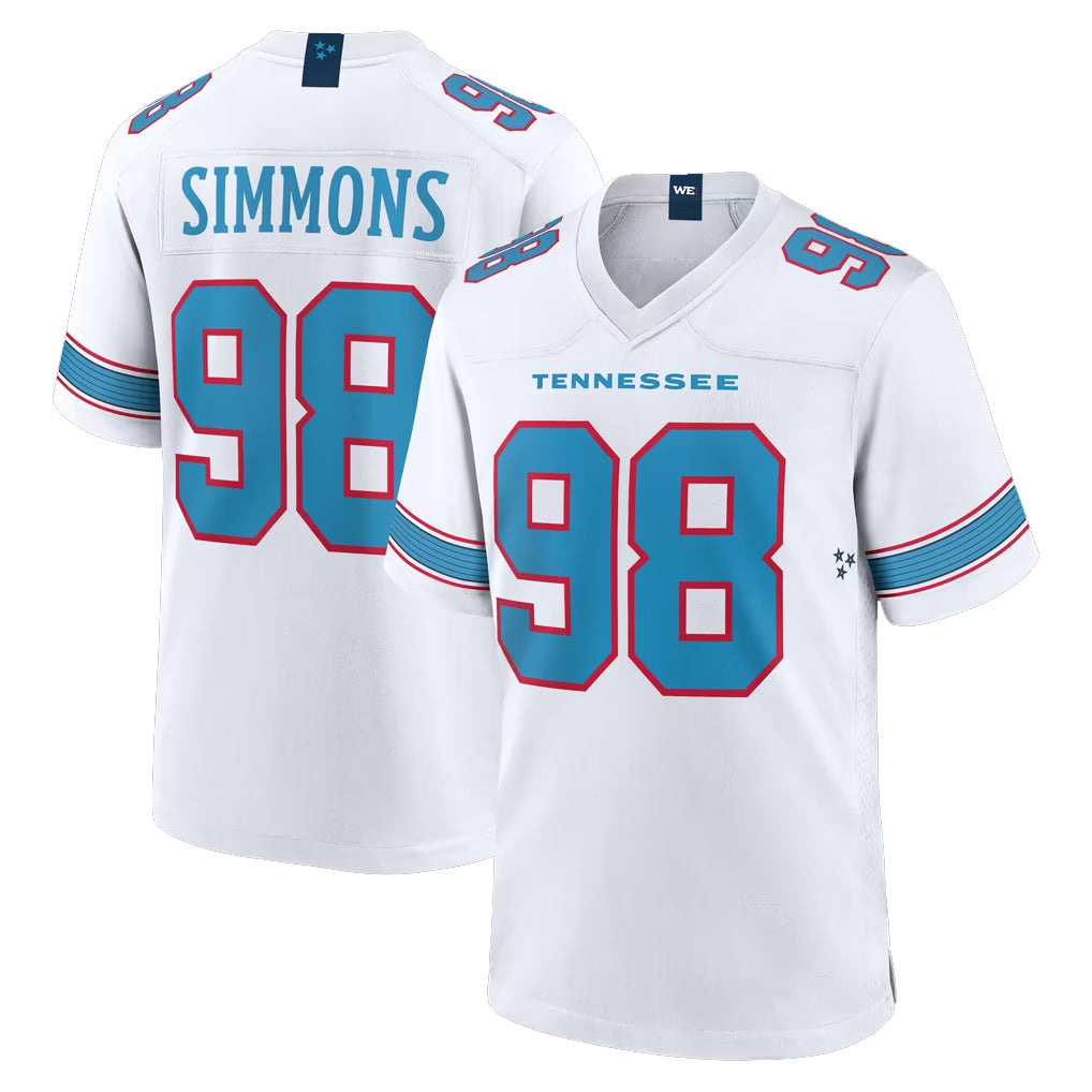 T.Titans #98 Jeffery Simmons Player White 2026 Game Home Ldoa Stitched Jerseys